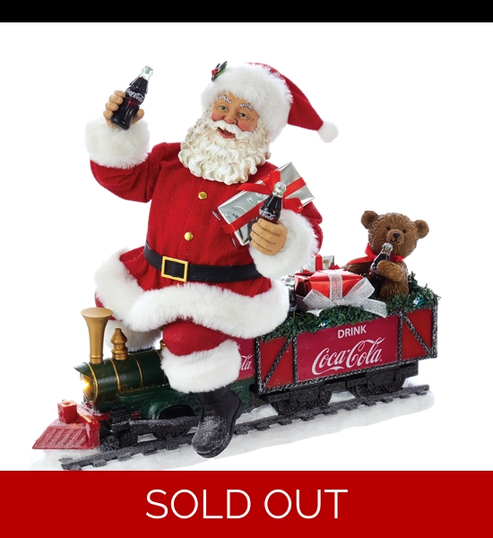 Kurt Adler 13" Coca-Cola Santa On Train LED Garland